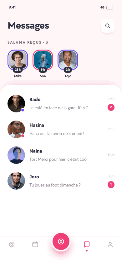 Écran Messages